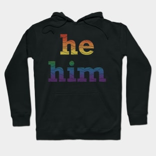 Rainbow He Him Waves Hoodie